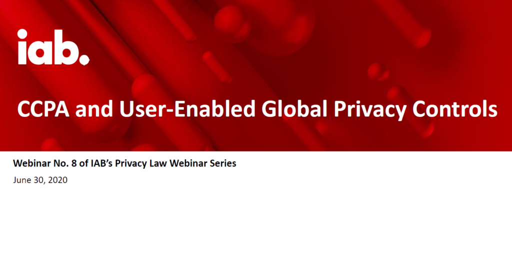 CCPA and User Enabled Privacy Controls